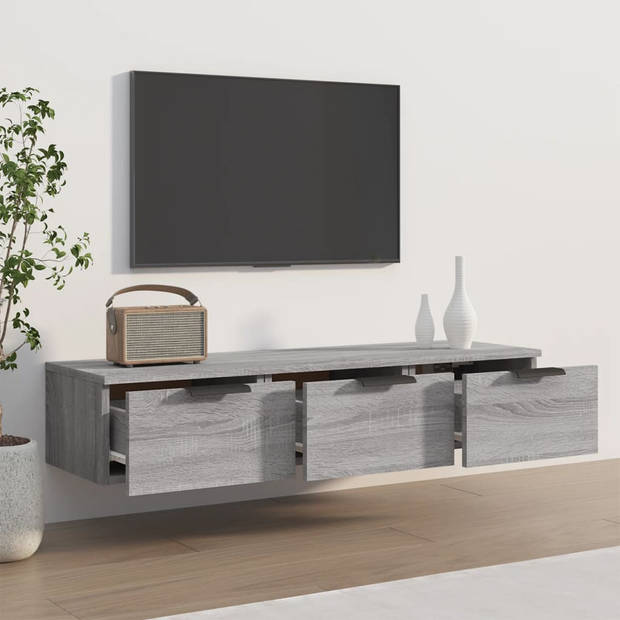 The Living Store Wandkast - Trendy - TV-meubel en opbergkast - 102 x 30 x 20 cm - Grijs sonoma eiken
