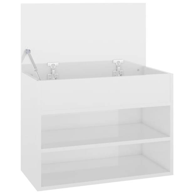 The Living Store Opbergbank White - 60x30x45 cm - Schoenenkast met 2 schappen en bak - Montage vereist