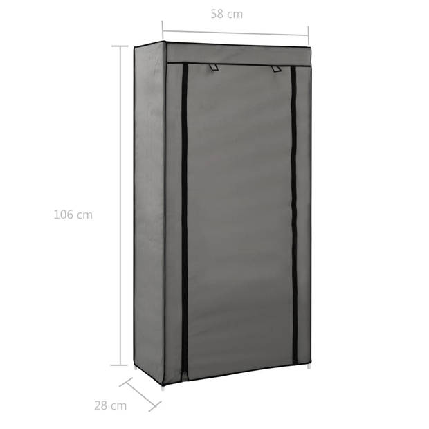 vidaXL Schoenenkast met hoes 58x28x106 cm stof grijs