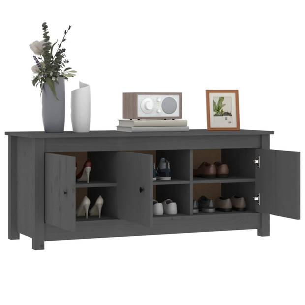 The Living Store Schoenenkast Grenenhout - Grijs - 110 x 38 x 45.5 cm