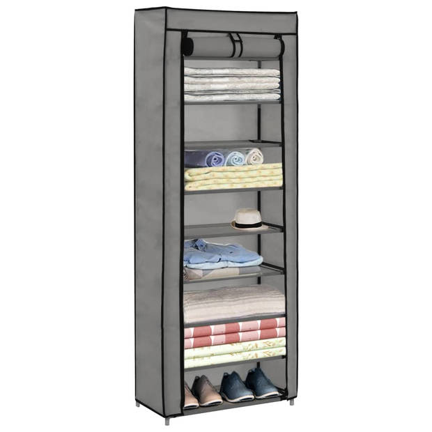 The Living Store Schoenenkast - 8-laags - Grijs - 57 x 29 x 162 cm