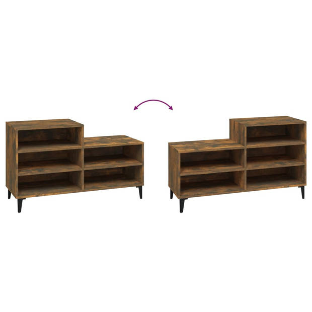 The Living Store Schoenenkast - Compact - Gerookt Eiken - 102 x 36 x 60 cm