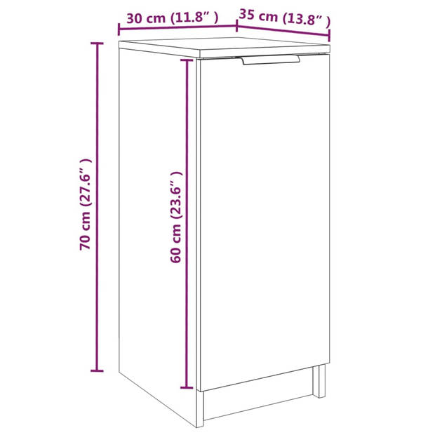 vidaXL Schoenenkast 30x35x70 cm bewerkt hout grijs sonoma eikenkleurig