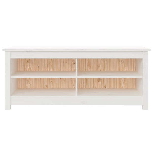 The Living Store Schoenenbank Massief Grenenhout - 110 x 38 x 45.5 cm - Wit