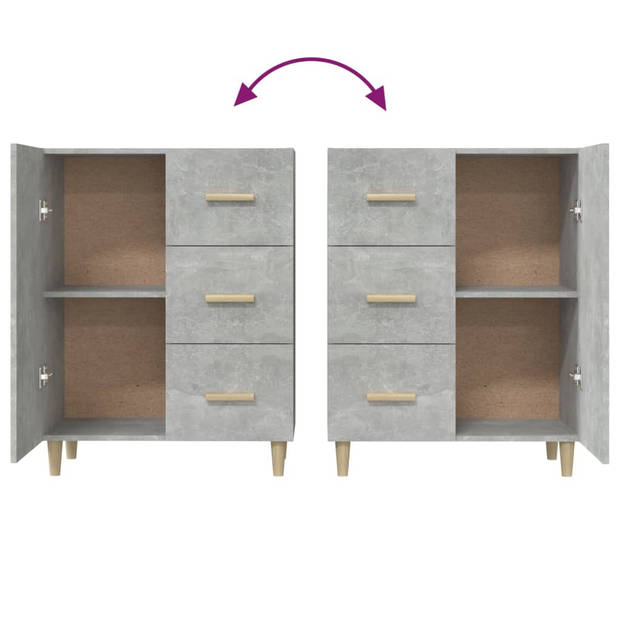 vidaXL Dressoir 69,5x34x90 cm bewerkt hout betongrijs