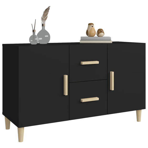 The Living Store Klassiek Zwart Dressoir - 100 x 36 x 60 cm - Wandmontage vereist