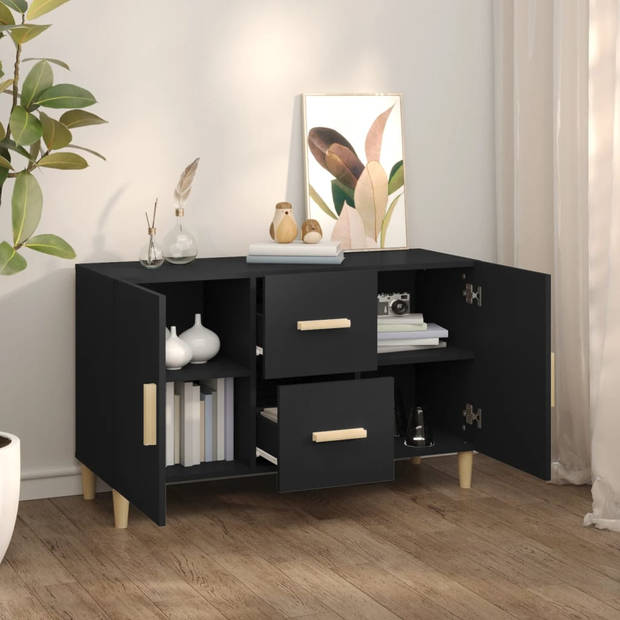 The Living Store Klassiek Zwart Dressoir - 100 x 36 x 60 cm - Wandmontage vereist