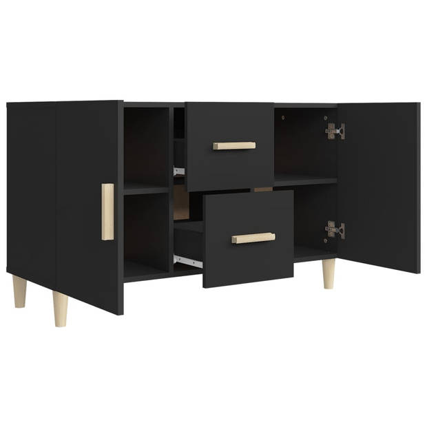 The Living Store Klassiek Zwart Dressoir - 100 x 36 x 60 cm - Wandmontage vereist