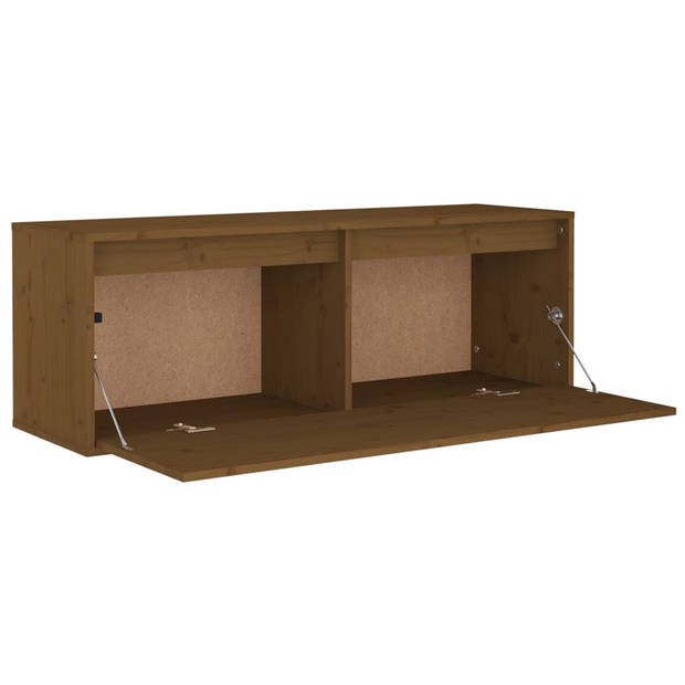 vidaXL Wandkast 100x30x35 cm massief grenenhout honingbruin