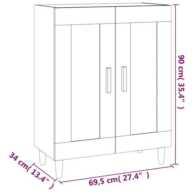 vidaXL Dressoir 69,5x34x90 cm bewerkt hout sonoma eikenkleurig