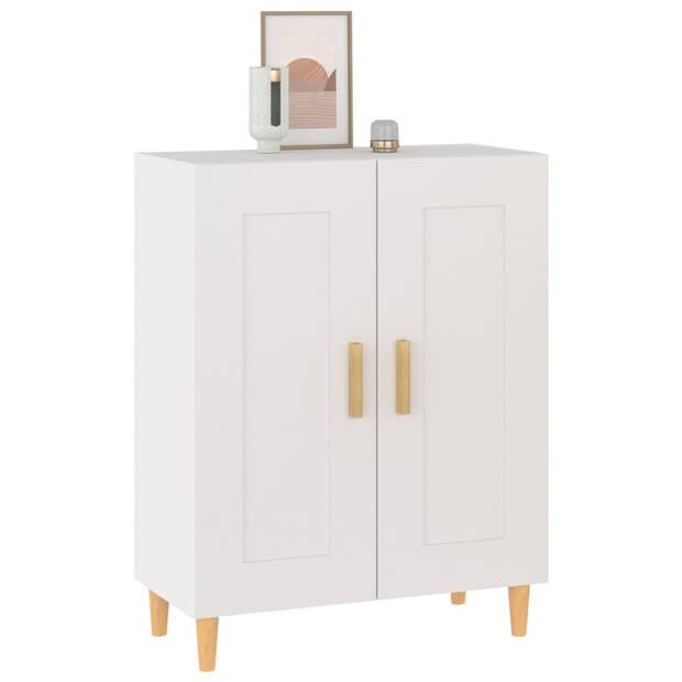 The Living Store Dressoir Bijzetkast - 69.5 x 34 x 90 cm - Wit - Bewerkt hout - Sterk en vochtbestendig