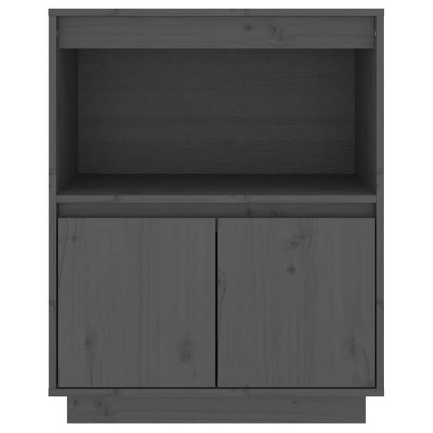 The Living Store Houten Dressoir - Opbergkast - 60x34x75 cm - Grijs - Massief grenenhout