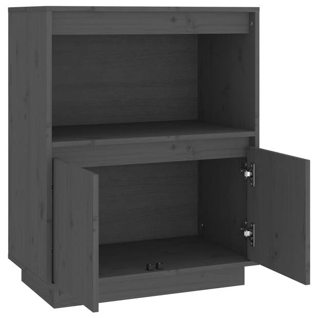 The Living Store Houten Dressoir - Opbergkast - 60x34x75 cm - Grijs - Massief grenenhout