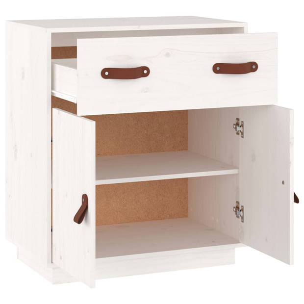 The Living Store Dressoir Massief Grenenhout - Opbergkast - Wit - 65.5 x 40 x 75 cm