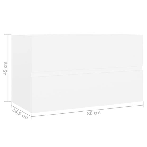 The Living Store Badkaast - Gootsteenkast - 80 x 38.5 x 45 cm - wit spaanplaat