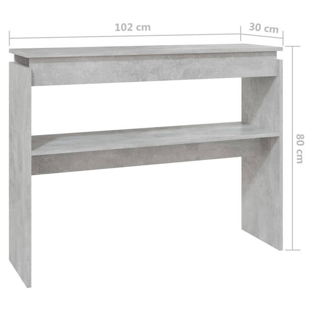 vidaXL Wandtafel 102x30x80 cm bewerkt hout betongrijs