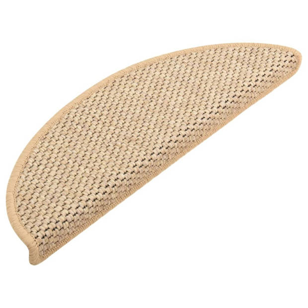 vidaXL Trapmatten zelfklevend 15 st sisal-look 65x21x4 cm lichtbeige