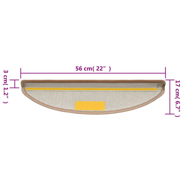 vidaXL 15 st Trapmatten 56x17x3 cm lichtbruin