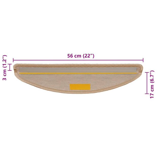 vidaXL Trapmatten zelfklevend 15 st sisal-look 56x17x3 cm lichtbeige