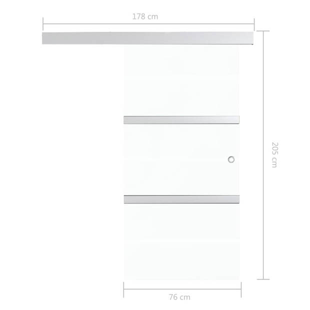 vidaXL Schuifdeur 76x205 cm ESG-glas en aluminium zilverkleurig