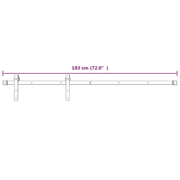 vidaXL Beslagset voor schuifdeur 183 cm staal wit