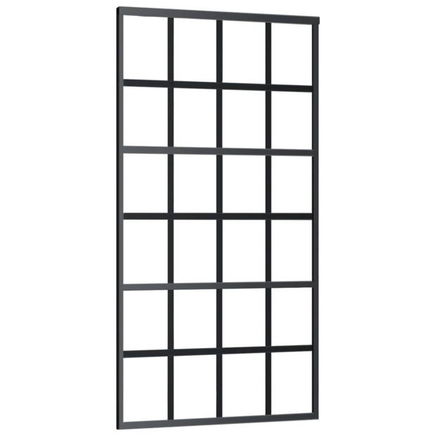 vidaXL Schuifdeur 102x205 cm ESG-glas en aluminium zwart