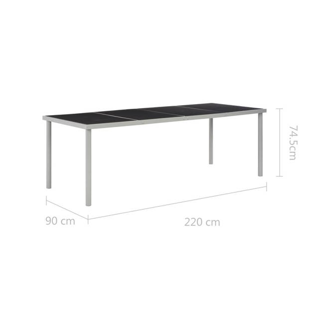 vidaXL Tuintafel 220x90x74,5 cm staal zwart