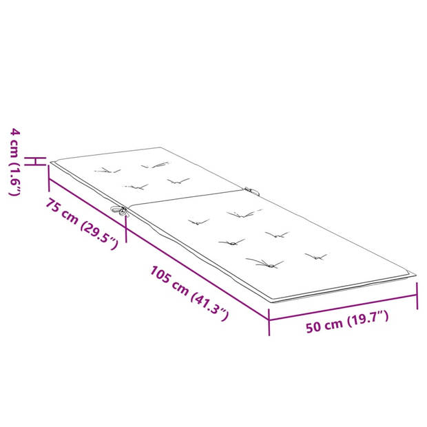 vidaXL Terrasstoelkussen (75+105)x50x4 cm zwart