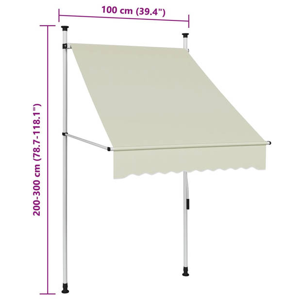 vidaXL Luifel handmatig uittrekbaar 100 cm crème