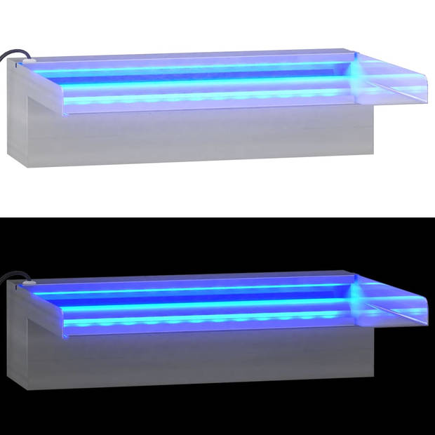vidaXL Watervaloverlaat met RGB LED's 30 cm roestvrij staal