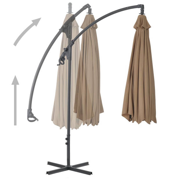 vidaXL Zweefparasol met stalen paal 300 cm taupe