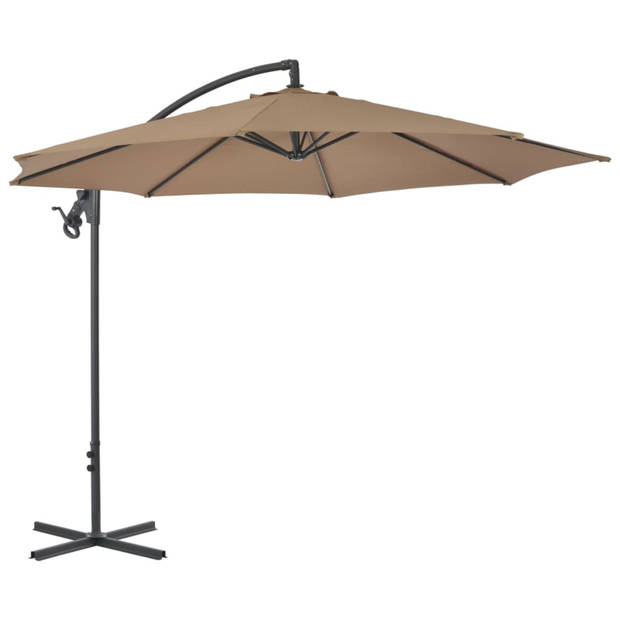 vidaXL Zweefparasol met stalen paal 300 cm taupe