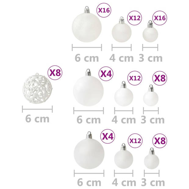 vidaXL 100-delige Kerstballenset wit