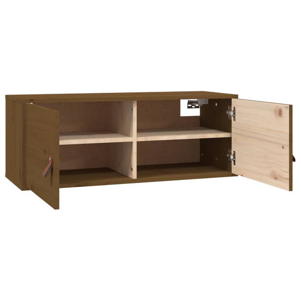 The Living Store Wandkast - Honingbruin Massief Grenenhout - 80x30x30 cm - Set van 2