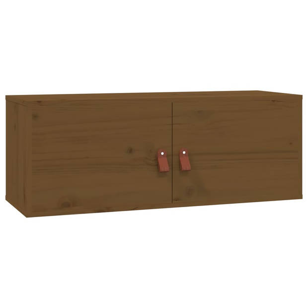 The Living Store Wandkast - Honingbruin Massief Grenenhout - 80x30x30 cm - Set van 2