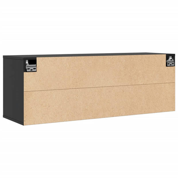 vidaXL Wandkast 100x30x35 cm massief grenenhout zwart