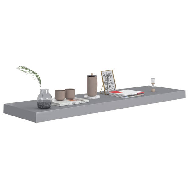 The Living Store Wandplanken - Grijs - 90 x 23.5 x 3.8 cm - Hoogwaardig honingraat MDF en metaal - Set van 2