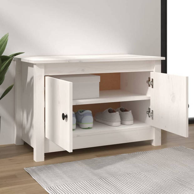 The Living Store Schoenenkast - Wit - 70 x 38 x 45.5 cm - Massief Grenenhout