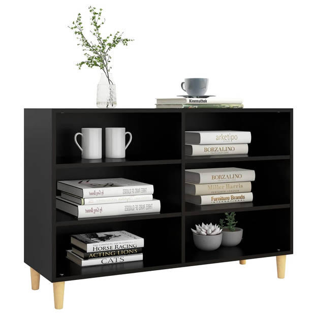 The Living Store Dressoir Scandinavisch Zwart - 103.5 x 35 x 70 cm - 6 Schappen