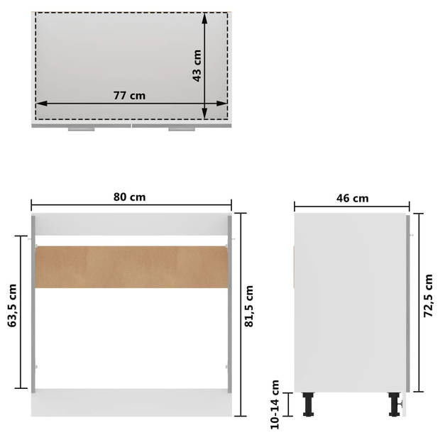 vidaXL Wastafelonderkast 80x46x81,5 cm bewerkt hout betongrijs