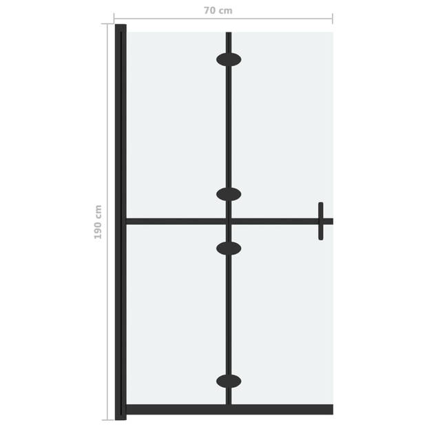 vidaXL Inloopdouchewand inklapbaar 70x190 cm ESG-glas mat