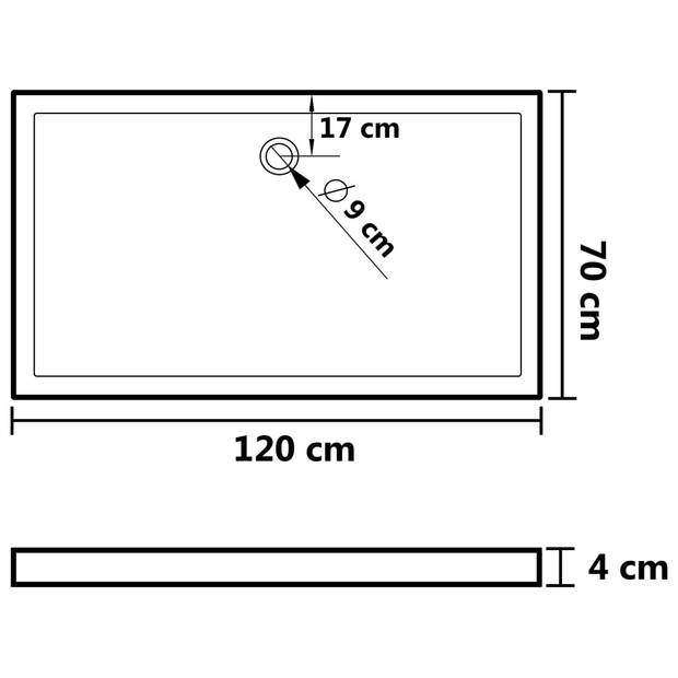 vidaXL Douchebak rechthoekig 70x120 cm ABS zwart