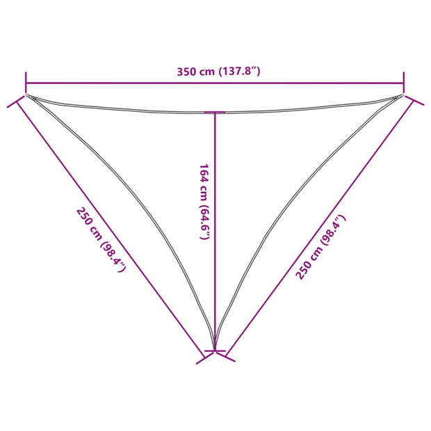 vidaXL Zonnescherm driehoekig 2,5x2,5x3,5 m oxford stof crèmekleurig