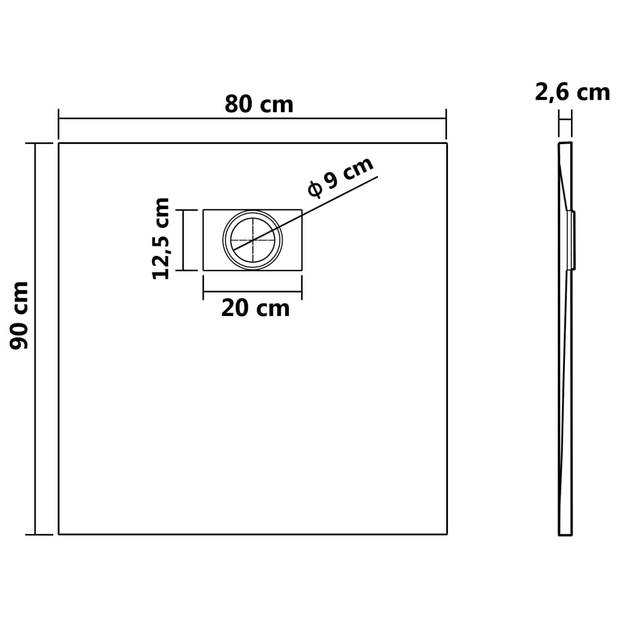 vidaXL Douchebak 90x80 cm SMC wit