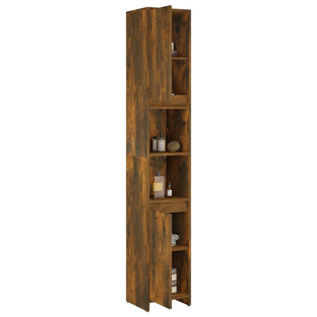 vidaXL Badkamerkast 30x30x183,5 cm bewerkt hout gerookt eikenkleurig