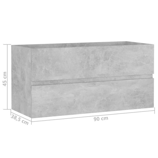 The Living Store Gootsteenkast Badkamer - 90 x 38.5 x 45 cm - betongrijs