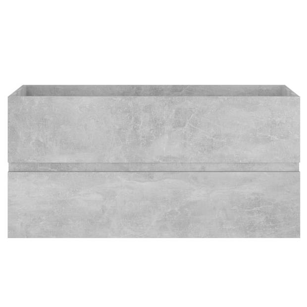 The Living Store Wastafelkast Betongrijs - 90 x 38.5 x 45 cm - Met keramieken inbouwwastafel