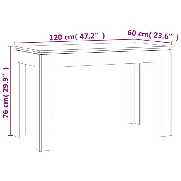 The Living Store Eettafel Bruineiken - Eenvoudige en strakke lijnen - 120 x 60 x 76 cm - Montage vereist