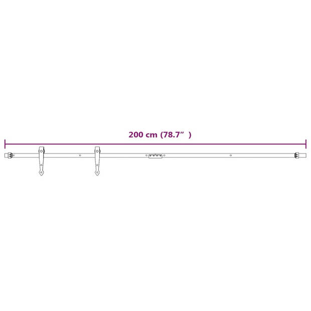 vidaXL Ophangset voor minischuifdeur 200 cm koolstofstaal wit