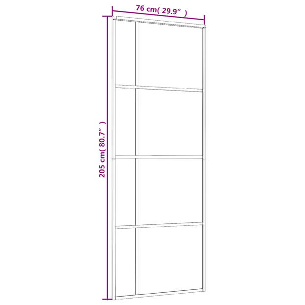 vidaXL Schuifdeur 76x205 cm mat ESG-glas en aluminium zwart